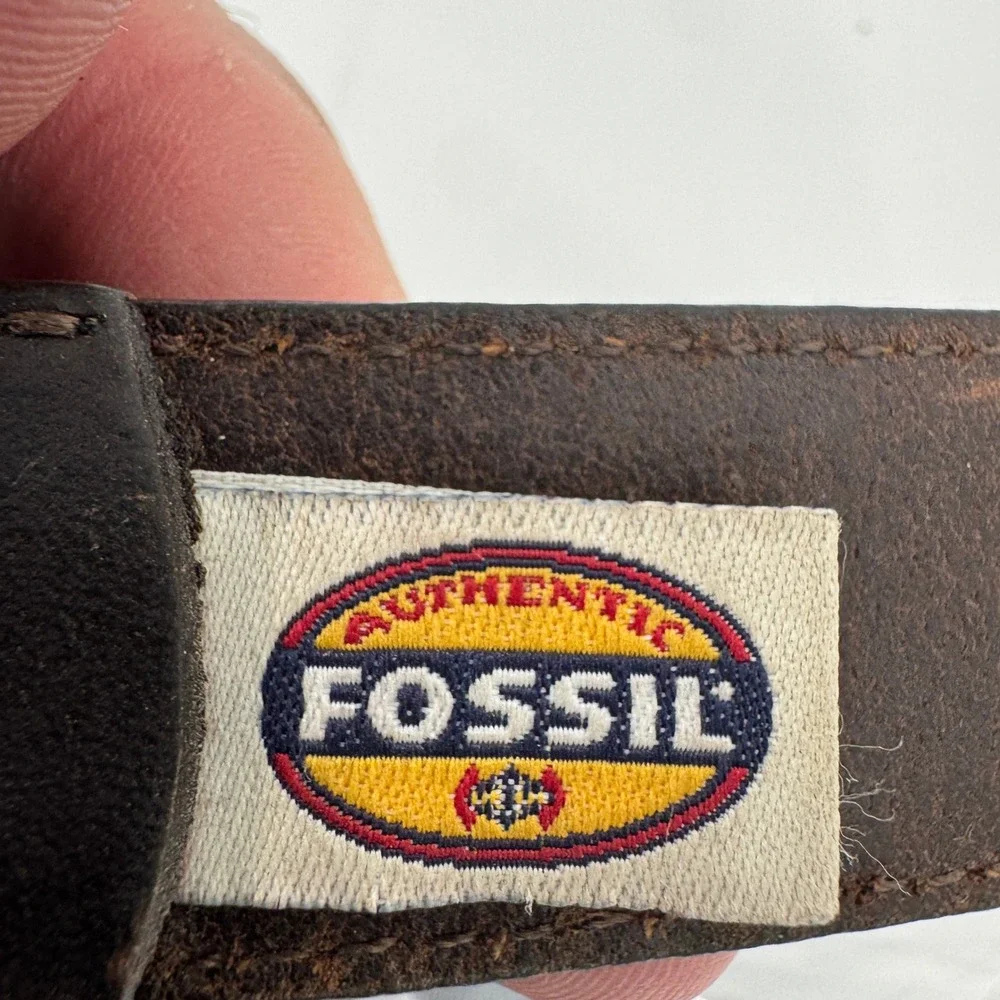 Fossil Leather Belt Mens 34 Brown Braided Buffalo Concho Western‎ Silver Buckle